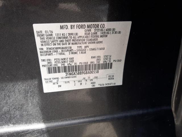 Photo 10 from auction – 2016 FORD FLEX SE with VIN 2FMGK5B89GBA00558