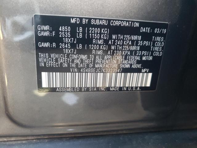 Photo 10 from auction – 2019 SUBARU OUTBACK 3. with VIN 4S4BSEJC7K3323547