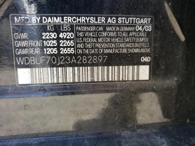 Photo 10 from auction – 2003 MERCEDES-BENZ E 500 with VIN WDBUF70J23A282897