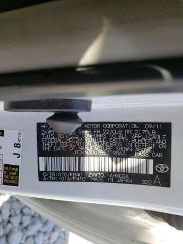 Photo 10 from auction – 2011 TOYOTA PRIUS with VIN JTDKN3DU7B5319863