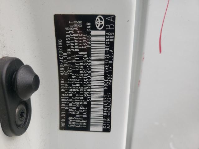 Photo 10 from auction – 2018 TOYOTA COROLLA L with VIN 5YFBURHE6JP815666