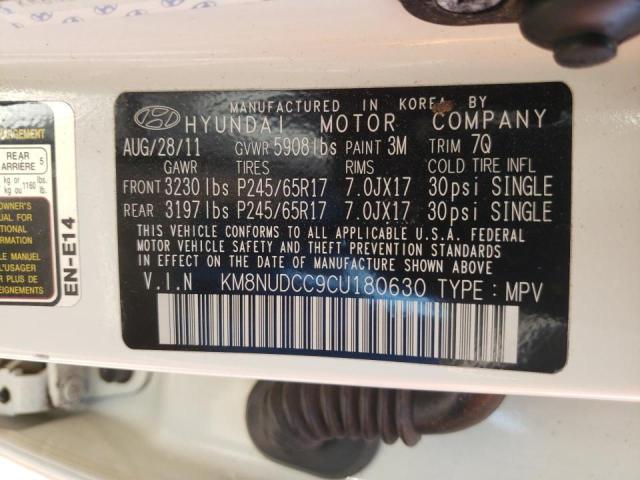 Photo 10 from auction – 2012 HYUNDAI VERACRUZ G with VIN KM8NUDCC9CU180630