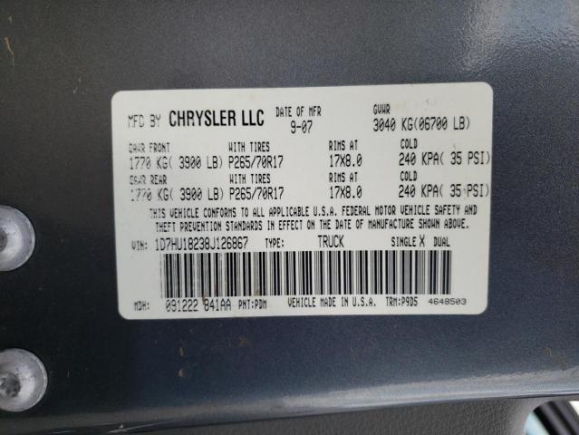 Photo 10 from auction – 2008 DODGE RAM 1500 S with VIN 1D7HU18238J126867