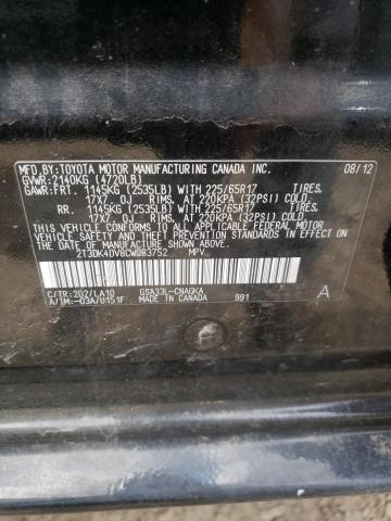 Photo 10 from auction – 2012 TOYOTA RAV4 LIMIT with VIN 2T3DK4DV8CW083752