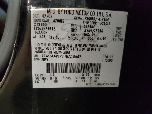Photo 10 from auction – 2004 FORD EXCURSION with VIN 1FMSU43P34EA15657