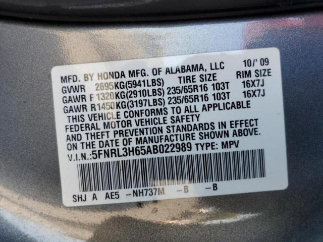 Photo 10 from auction – 2010 HONDA ODYSSEY EX with VIN 5FNRL3H65AB022989