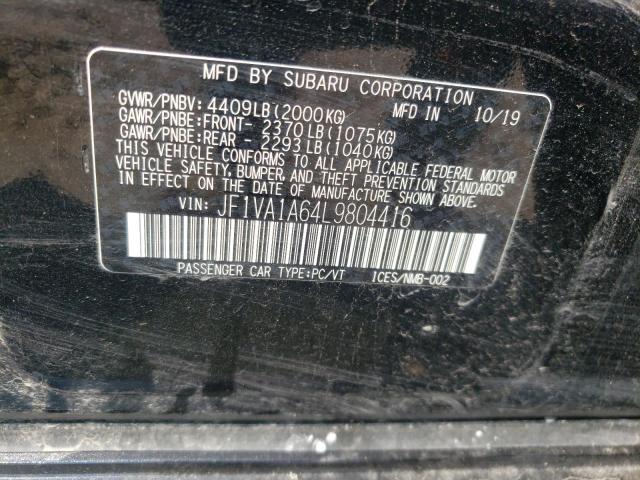 Photo 10 from auction – 2020 SUBARU WRX with VIN JF1VA1A64L9804416