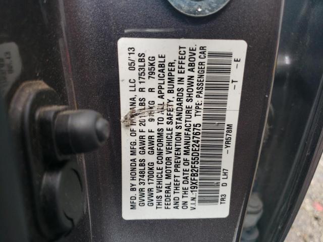 Photo 10 from auction – 2013 HONDA CIVIC LX with VIN 19XFB2F55DE247675
