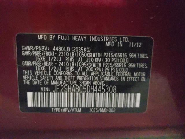 Photo 10 from auction – 2013 SUBARU FORESTER 2 with VIN JF2SHABC5DH445308