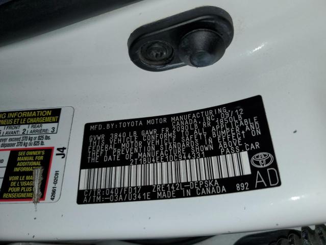 Photo 10 from auction – 2013 TOYOTA COROLLA BA with VIN 2T1BU4EE1DC944331