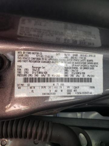 Photo 10 from auction – 2012 FORD FOCUS SEL with VIN 1FAHP3H25CL192014