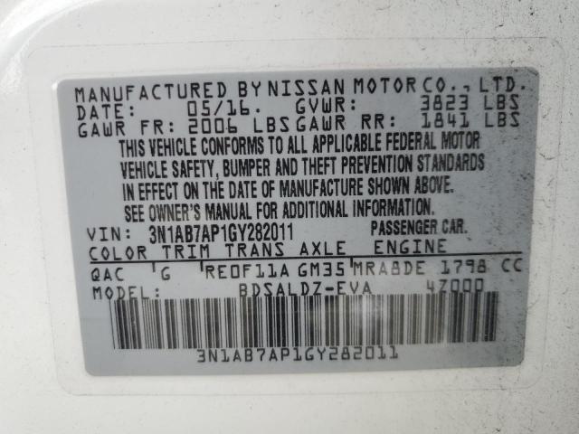 Photo 10 from auction – 2016 NISSAN SENTRA S with VIN 3N1AB7AP1GY282011