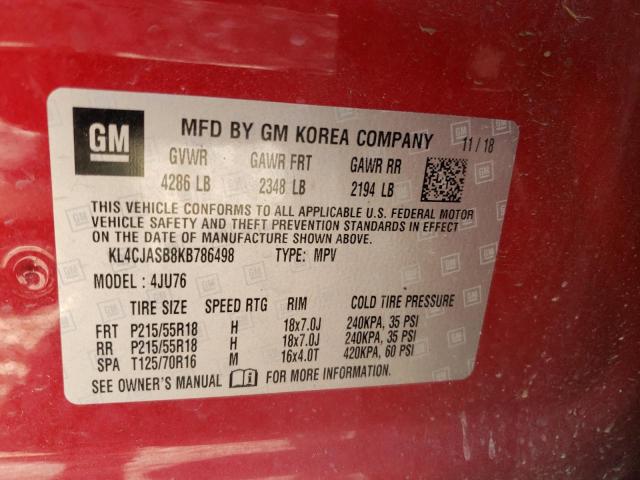 Photo 10 from auction – 2019 BUICK ENCORE PRE with VIN KL4CJASB8KB786498