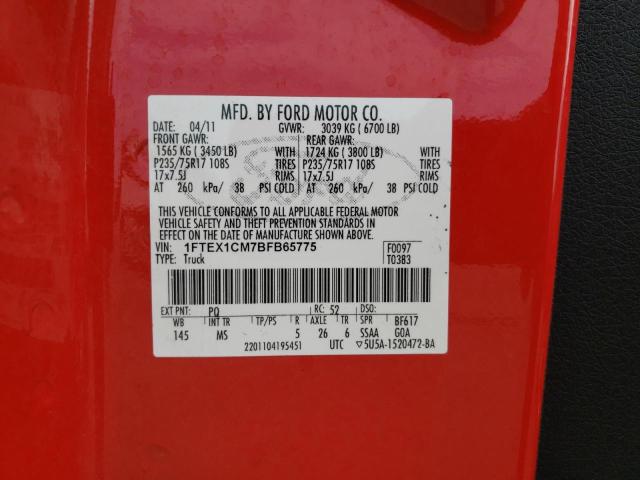Photo 10 from auction – 2011 FORD F150 SUPER with VIN 1FTEX1CM7BFB65775