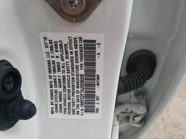 Photo 10 from auction – 2018 HONDA CIVIC EX with VIN 19XFC2F74JE036526