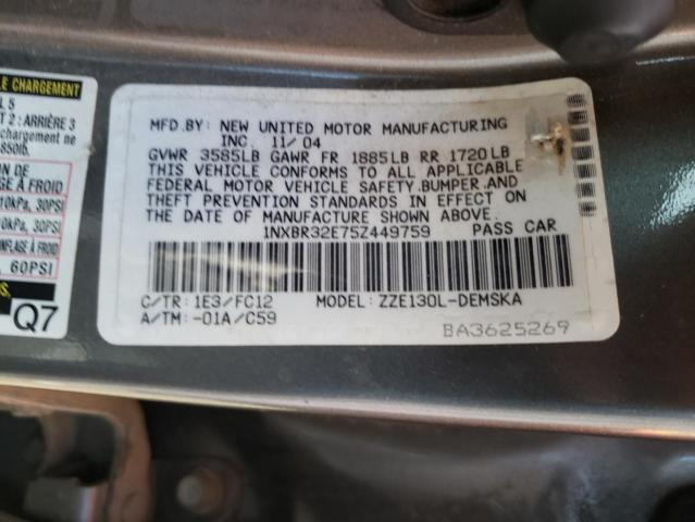 Photo 10 from auction – 2005 TOYOTA COROLLA CE with VIN 1NXBR32E75Z449759