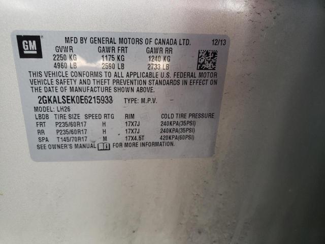 Photo 10 from auction – 2014 GMC TERRAIN SL with VIN 2GKALSEK0E6215933