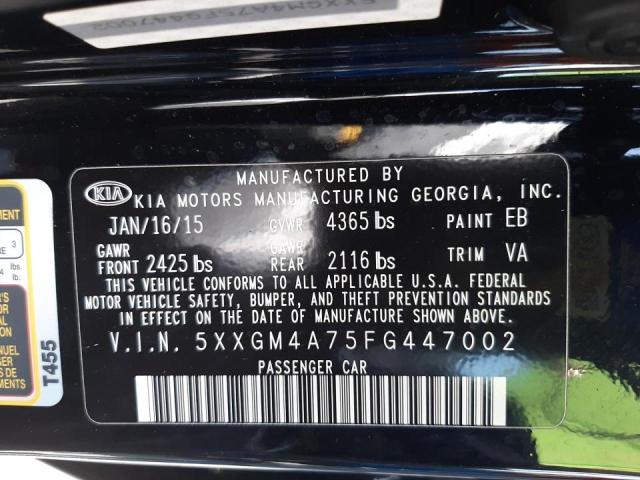 Photo 10 from auction – 2015 KIA OPTIMA LX with VIN 5XXGM4A75FG447002
