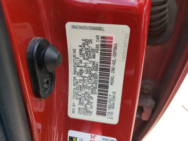 Photo 10 from auction – 2013 TOYOTA COROLLA BA with VIN 5YFBU4EE9DP169941