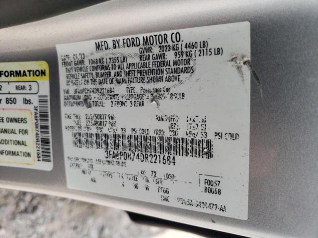 Photo 10 from auction – 2013 FORD FUSION SE with VIN 3FA6P0H74DR221684