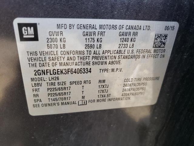 Photo 10 from auction – 2015 CHEVROLET EQUINOX LT with VIN 2GNFLGEK3F6406334