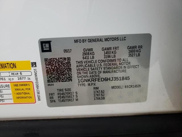 Photo 10 from auction – 2017 CHEVROLET TRAVERSE L with VIN 1GNKRFED6HJ351845
