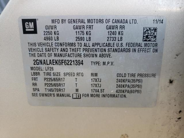 Photo 10 from auction – 2015 CHEVROLET EQUINOX LS with VIN 2GNALAEK6F6221394