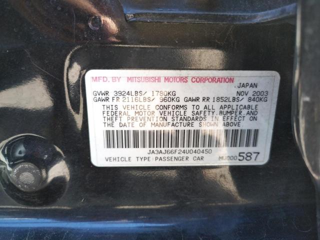 Photo 10 from auction – 2004 MITSUBISHI LANCER RAL with VIN JA3AJ66F24U040450