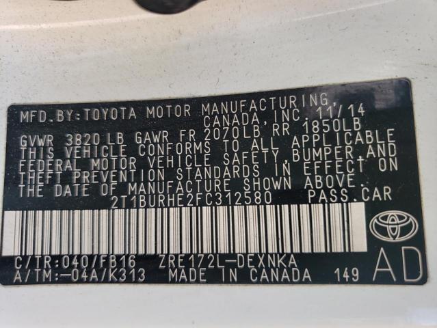 Photo 10 from auction – 2015 TOYOTA COROLLA L with VIN 2T1BURHE2FC312580