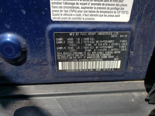 Photo 10 from auction – 2010 SUBARU OUTBACK 2. with VIN 4S4BRCKC2A3383958