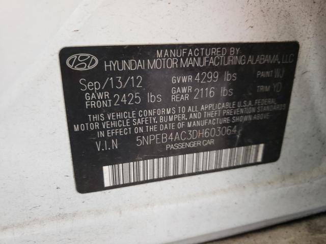 Photo 10 from auction – 2013 HYUNDAI SONATA GLS with VIN 5NPEB4AC3DH603064