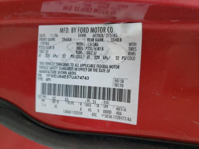 Photo 10 from auction – 2007 FORD EXPLORER E with VIN 1FMEU64E57UA74743