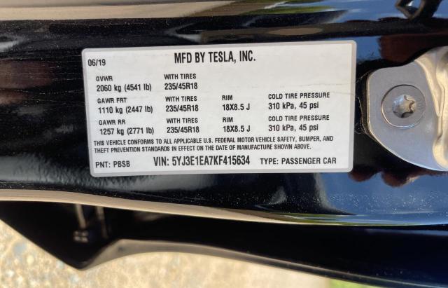Photo 10 from auction – 2019 TESLA MODEL 3 with VIN 5YJ3E1EA7KF415634