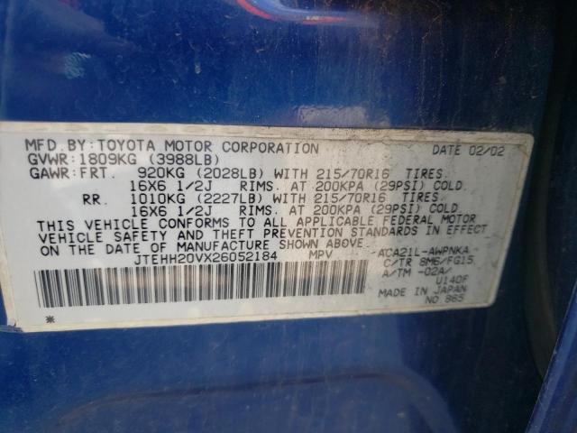 Photo 10 from auction – 2002 TOYOTA RAV4 with VIN JTEHH20VX26052184