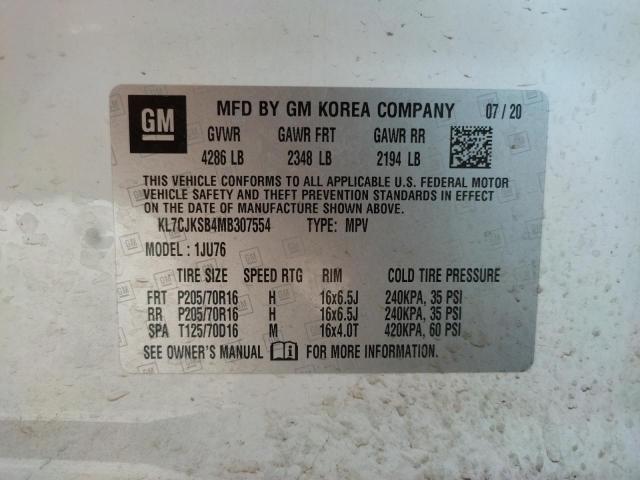 Photo 10 from auction – 2021 CHEVROLET TRAX LS with VIN KL7CJKSB4MB307554
