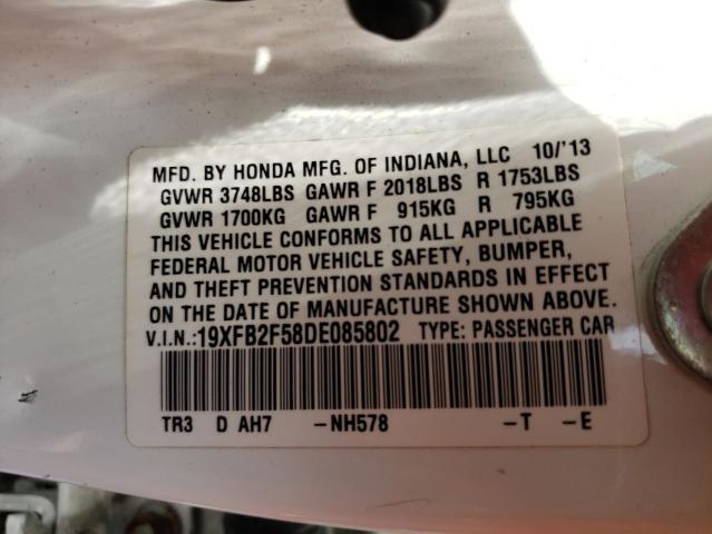 Photo 10 from auction – 2013 HONDA CIVIC LX with VIN 19XFB2F58DE085802