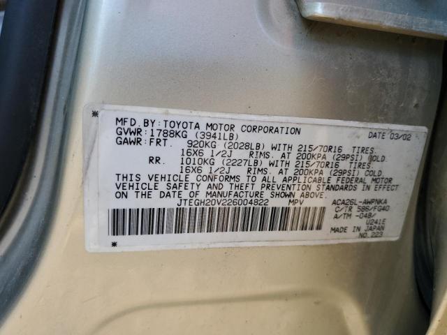 Photo 10 from auction – 2002 TOYOTA RAV4 with VIN JTEGH20V226004822