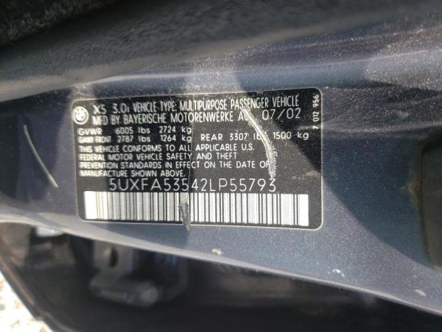 Photo 10 from auction – 2002 BMW X5 3.0I with VIN 5UXFA53542LP55793