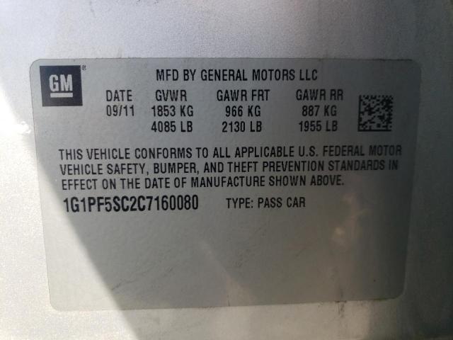 Photo 10 from auction – 2012 CHEVROLET CRUZE with VIN 1G1PF5SC2C7160080
