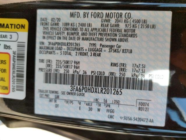 Photo 10 from auction – 2020 FORD FUSION SE with VIN 3FA6P0HDXLR201265