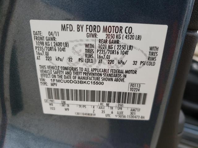 صورة رقم 10 من المزاد - 2011 FORD ESCAPE XLT مع VIN 1FMCU0DG3BKC15500