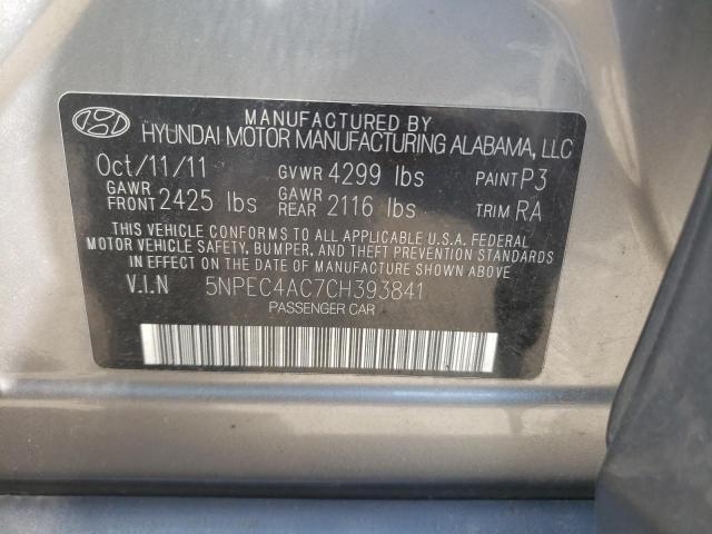 Photo 10 from auction – 2012 HYUNDAI SONATA SE with VIN 5NPEC4AC7CH393841