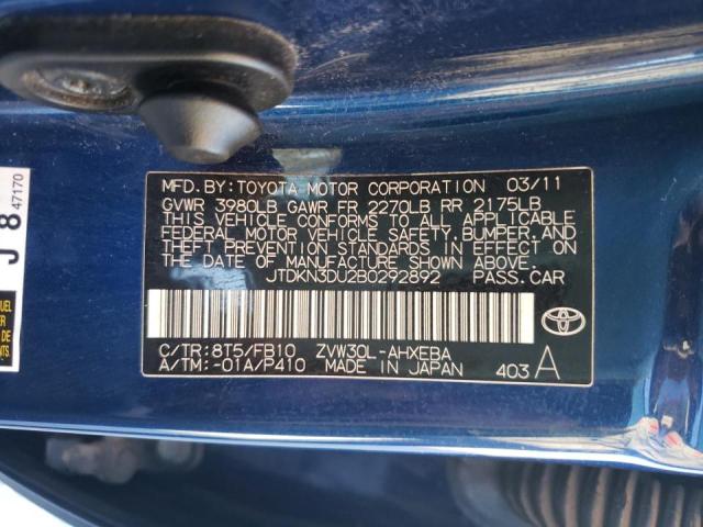 Photo 10 from auction – 2011 TOYOTA PRIUS with VIN JTDKN3DU2B0292892