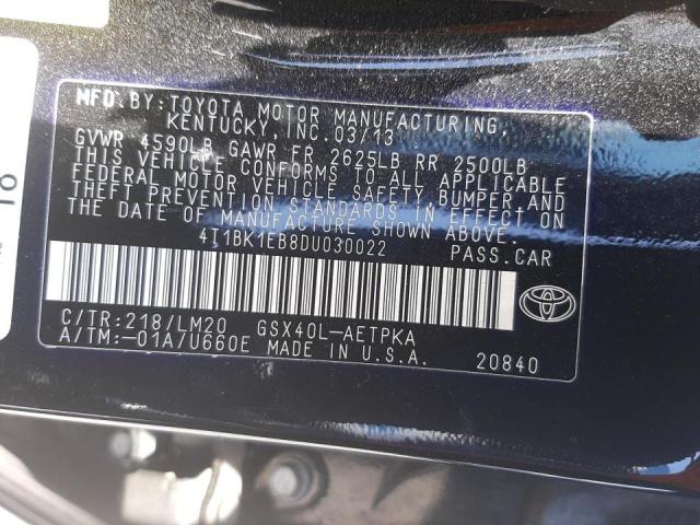 Photo 10 from auction – 2013 TOYOTA AVALON BAS with VIN 4T1BK1EB8DU030022