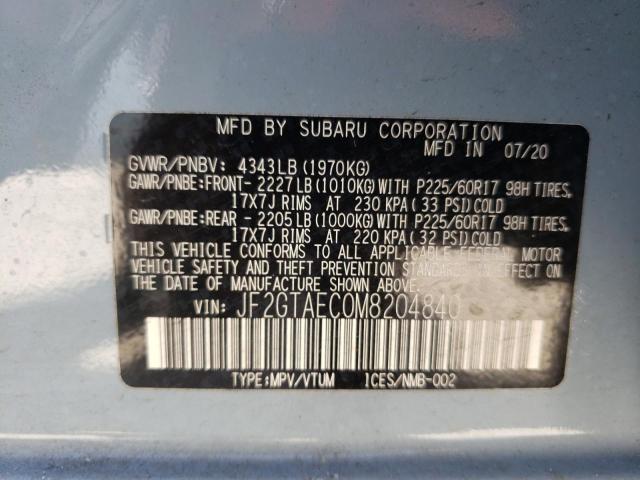 Photo 10 from auction – 2021 SUBARU CROSSTREK with VIN JF2GTAEC0M8204840