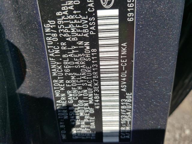 Photo 10 from auction – 2011 TOYOTA CAMRY BASE with VIN 4T4BF3EK7BR131118
