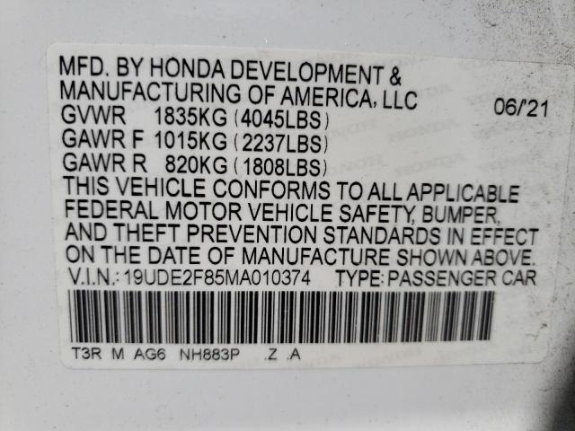 Photo 10 from auction – 2021 ACURA ILX PREMIU with VIN 19UDE2F85MA010374