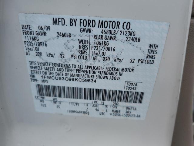 Photo 10 from auction – 2009 FORD ESCAPE XLT with VIN 1FMCU93G99KC59534