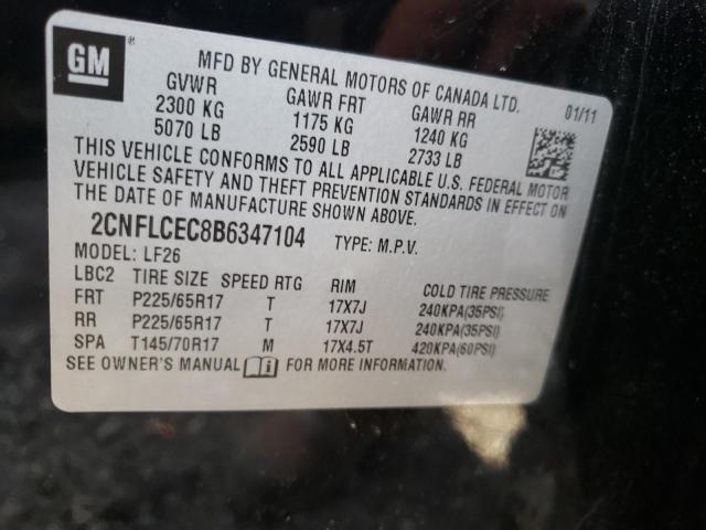 Photo 10 from auction – 2011 CHEVROLET EQUINOX LS with VIN 2CNFLCEC8B6347104