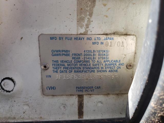 Photo 10 from auction – 2001 SUBARU FORESTER L with VIN JF1SF63511H767964
